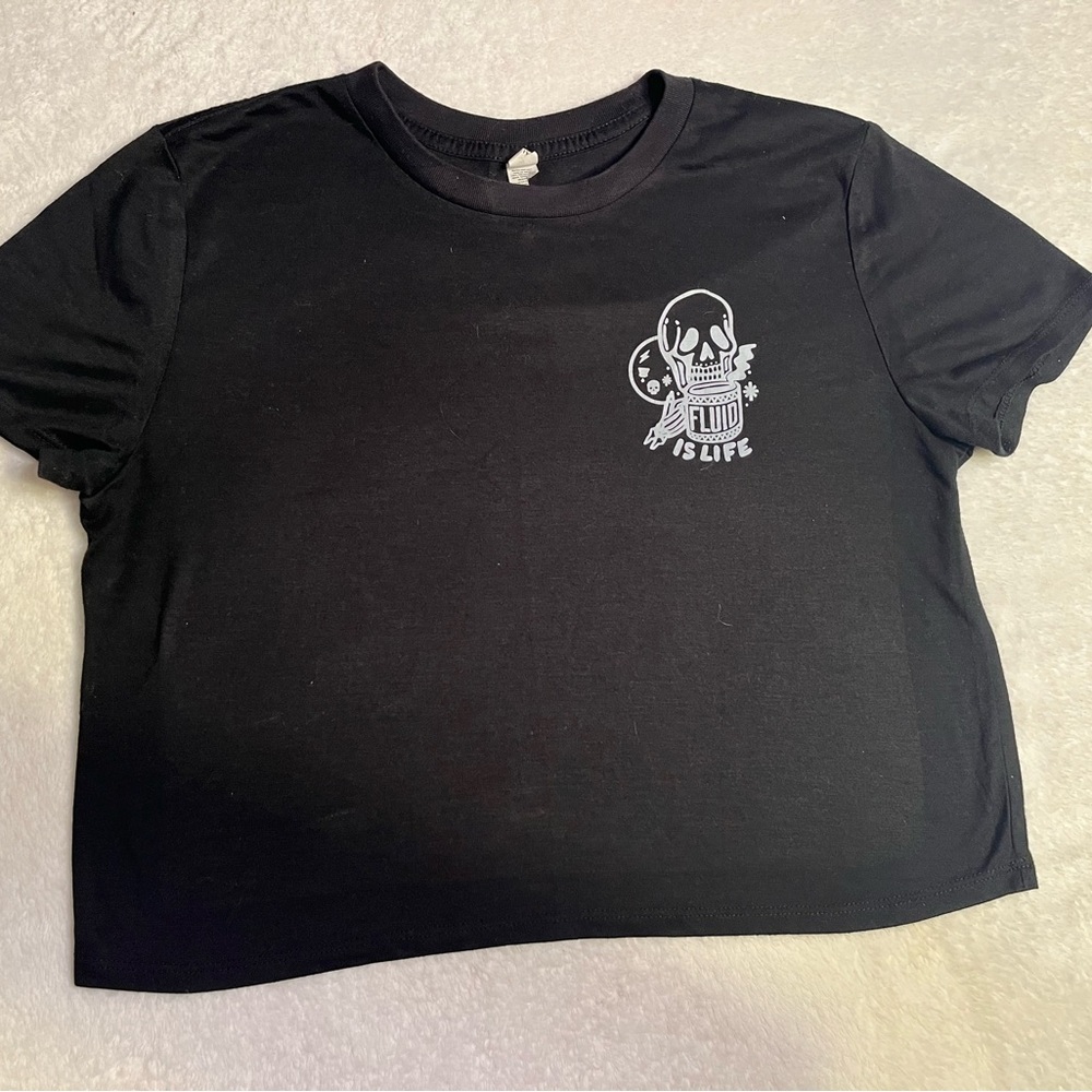 Bella Canvas Fluid Is Life Skull Graphic T-Shirt Women’s S Black Goth Tee